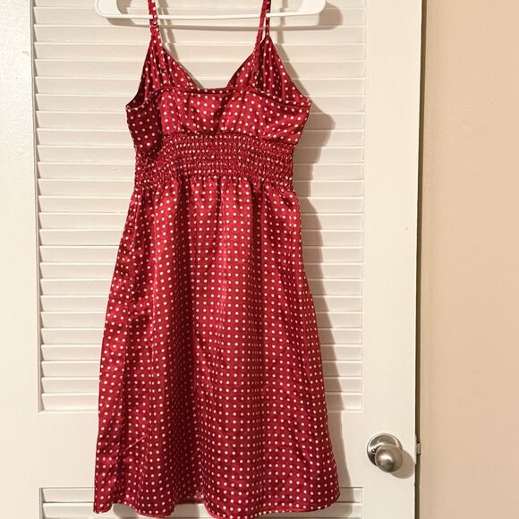 Wet Seal VTG Y2K Coquette Red Polka Dot Satin 90s Babydoll Dress Size Medium - Picture 8 of 13